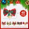 40PCS Mini Bows with Bells, Tiny Christmas Bows Small Bowknot Ornament for Crafts Wreath Christmas Tree Decoration